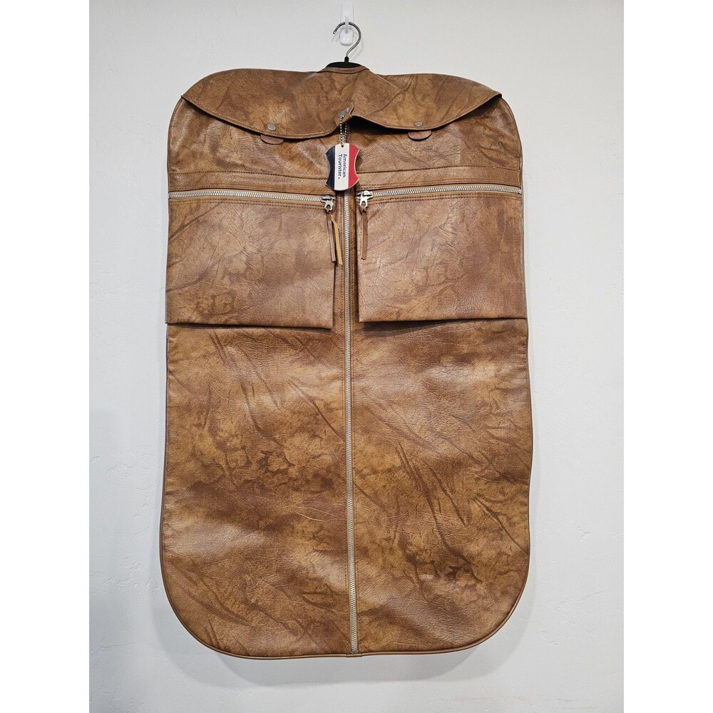 Vintage American Tourister Luggage Garment Suit Bag Brown Travel Carry On